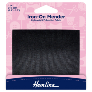 Polycotton Patch - Black (24cm x 9cm)