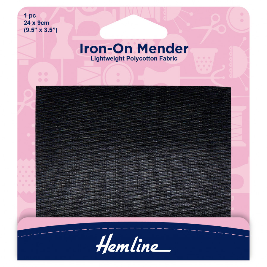 Polycotton Patch - Black (24cm x 9cm)