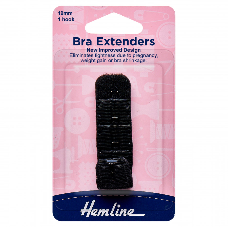 Hemline Bra Back Extenders 19mm - Black