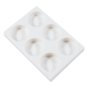 Rectangular White Plastic Painting Palette - 6 Round Wells