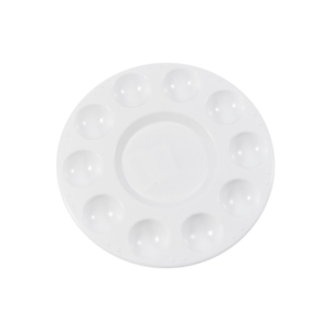 Round White Plastic Painting Palette - 10 Well