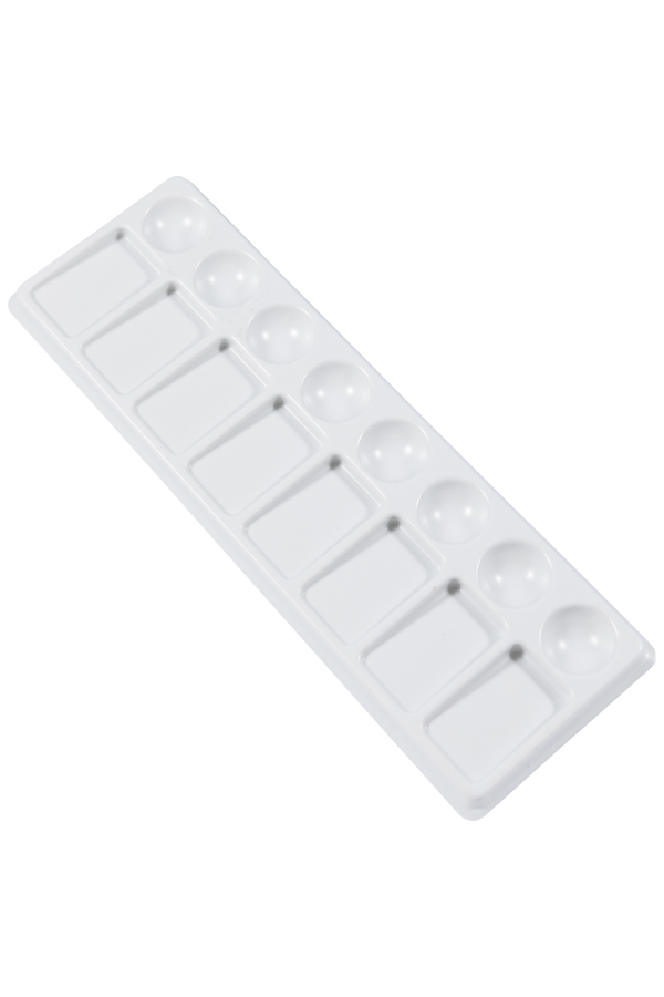 Rectangular White Plastic Painting Palette - 16 Well