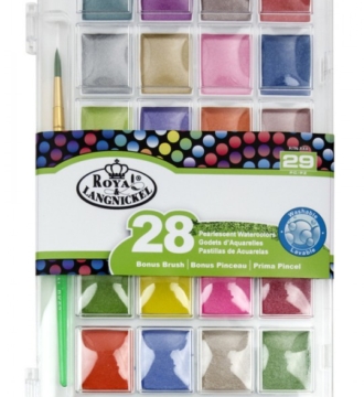 Royal Langnickel  Pearlescent Watercolour Cake Set with Brush, 29 Piece