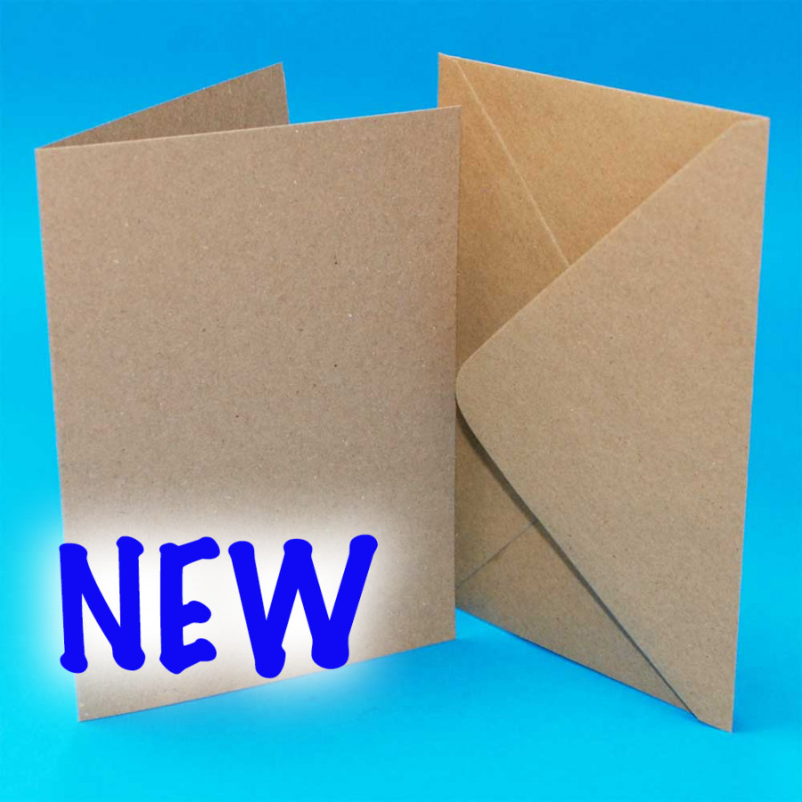 Pack of 25 7"x10" Blank Cards & Envelopes - Kraft / Natural