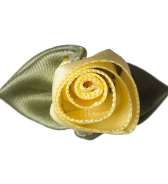 Large Ribbon Rose Lemon with Green Leaves