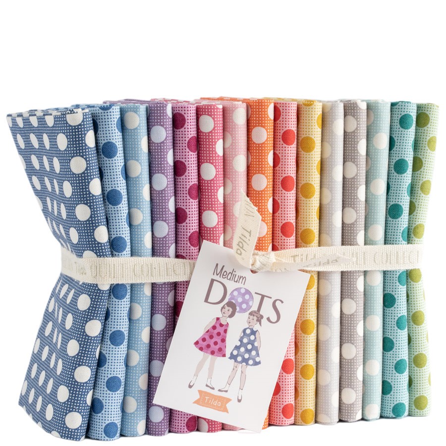 Tilda Fabric Fat Quarters Medium Dots 50 x 55 cm 15 Pieces