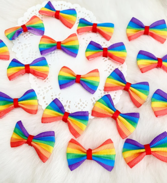 Rainbow Coloured Bows 3.5cm