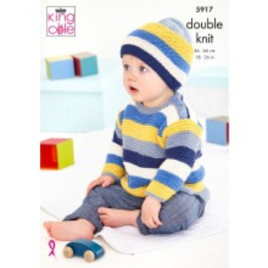 King Cole Pattern 5917 Sweater, Hat & Cardigan