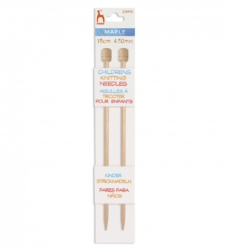 Knitting Pins: Single-Ended: Maple: 18cm x 4.50mm