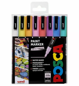 Posca Paint Marker 8 Pk Fine Tip Pastel Colour Markers