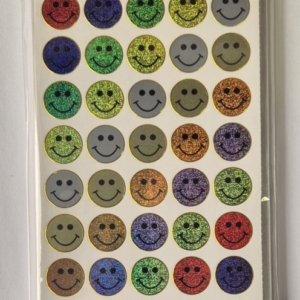401 PURPLE PEACH SMILEY STICKERS X 45