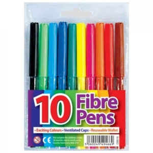 Fibre Tip Pens x 10 in Wallet