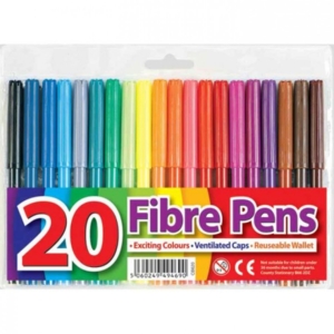 Fibre Tip Pens x 20 in Wallet