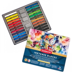 2300443 DERWENT INKTENSE TIN 24 ASSTD WATER SOLUBLE INK BLOCKS