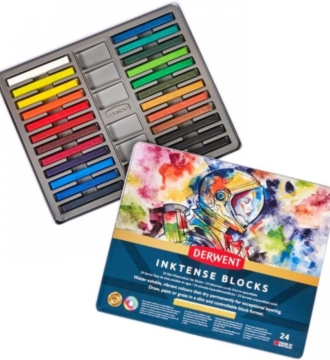 2300443 DERWENT INKTENSE TIN 24 ASSTD WATER SOLUBLE INK BLOCKS