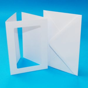 A6 Trifold White Cards & Envelopes - Rectangular Aperture - Pack of 10