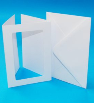 A6 Trifold White Cards & Envelopes - Rectangular Aperture - Pack of 10