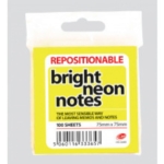 Neon Sticky Notes (Hangpack) Asst Colours