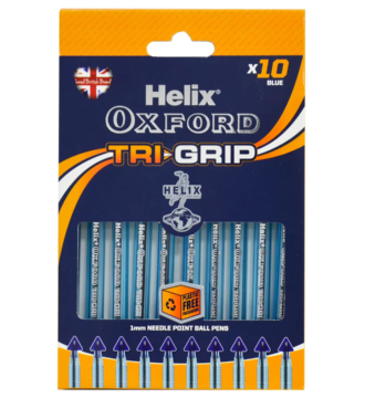 HELIX OXFORD 1MM NEEDLE POINT BALL PENS X10 TRI-GRIP