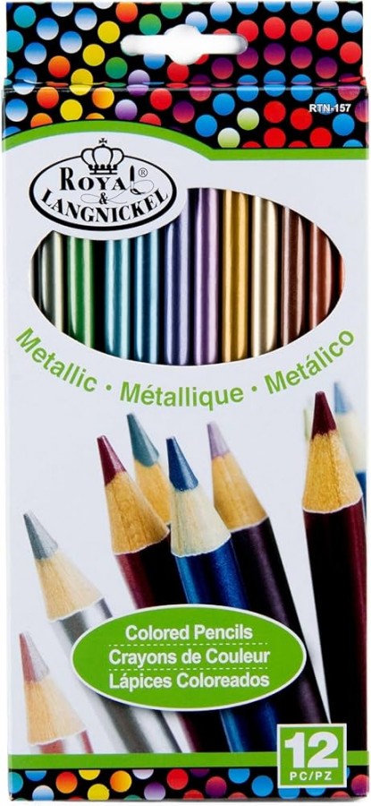 RTN-157 ROYAL LANGNICKEL COLOURED METALLIC PENCILS X 12
