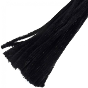 Chenille Stems: 30cm x 6mm: Black: 30 Pieces