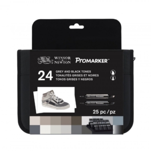 Winsor & Newton ProMarker Wallet Set of 24 - Black & Greys