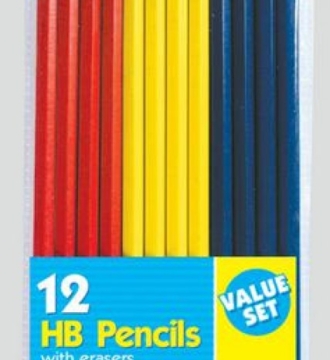 12 HB Pencils with Erasers
