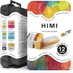 HIMI Twin Cup Gouache Set - 12 Shiny Metallic Colours