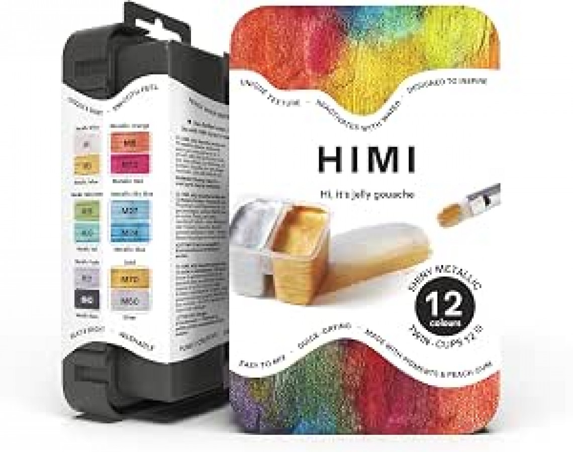 HIMI Twin Cup Gouache Set - 12 Shiny Metallic Colours