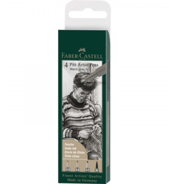 Faber Castell - 4 Pitt Artist Pens Warm Grey IV