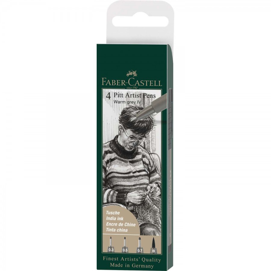Faber Castell - 4 Pitt Artist Pens Warm Grey IV