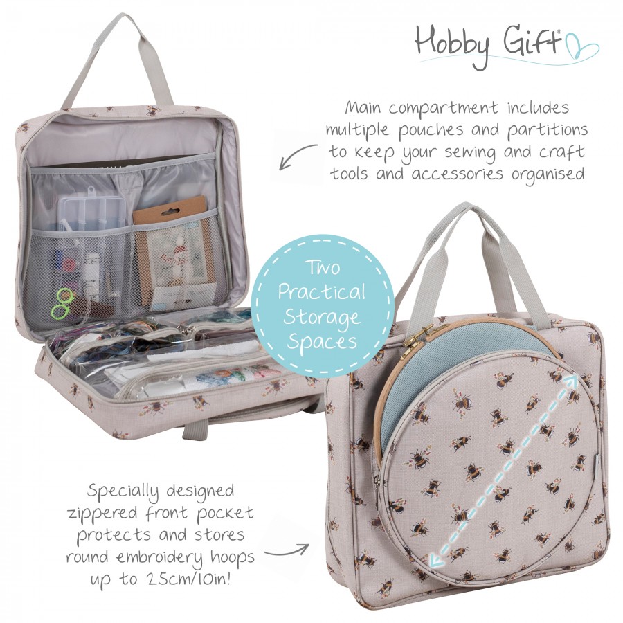 Bee Embroidery and Cross Stitch Project Bag for Needlework - Image 2