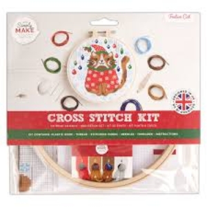 Cross Stitch Kit - Festive Cat