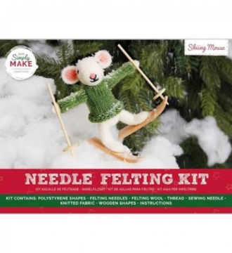 Needle Felting Kit - Skiing Mouse