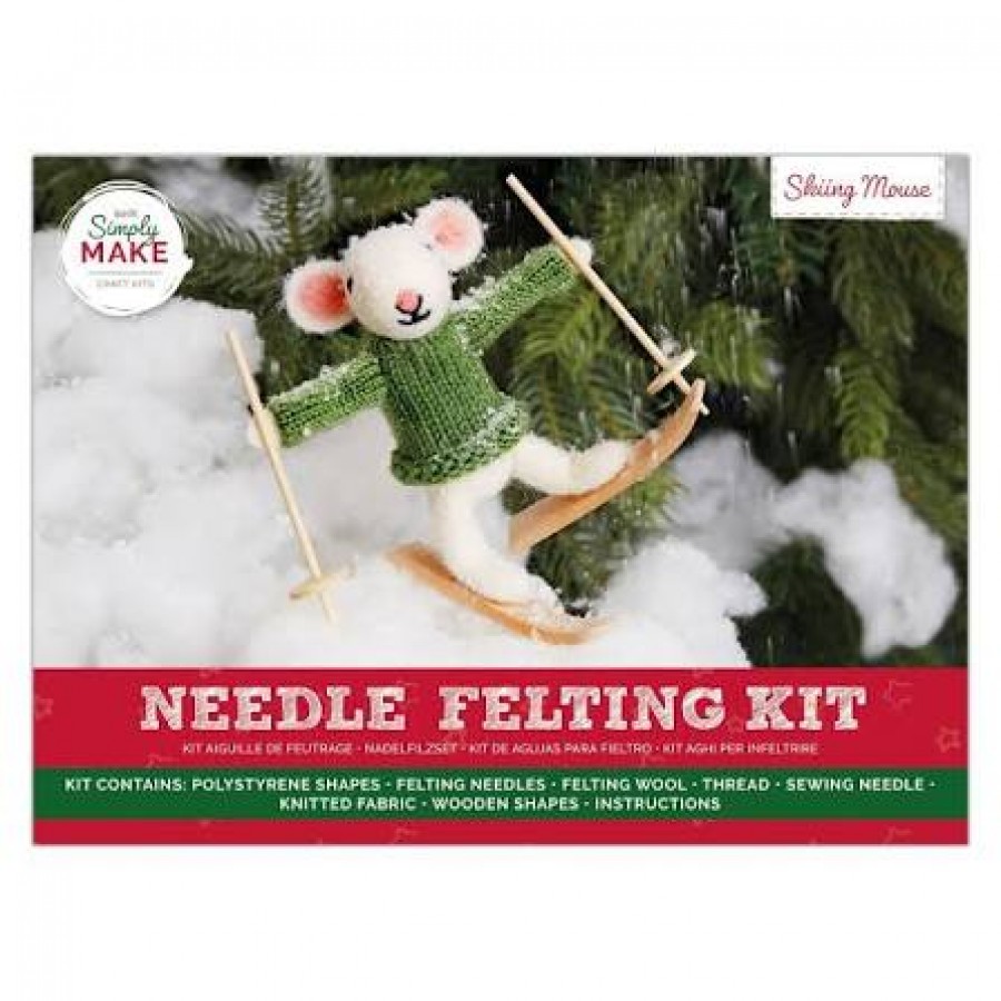 Needle Felting Kit - Skiing Mouse