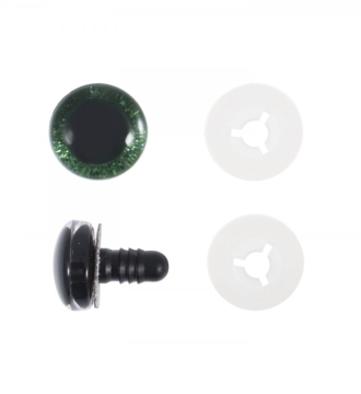 Round Glitter Eyes Green 9mm 6pc