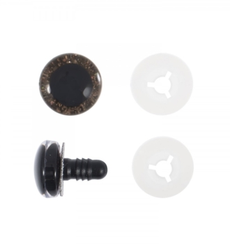 Round Glitter Eyes Brown 9mm 6pcs
