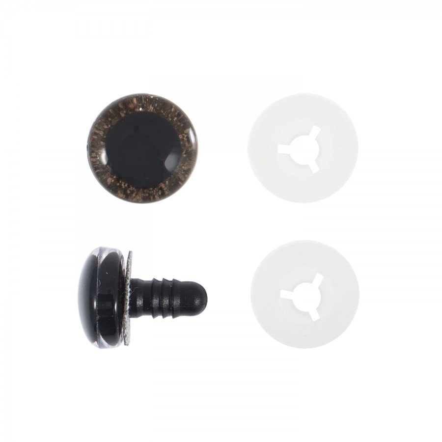 Round Glitter Eyes Brown 9mm 6pcs